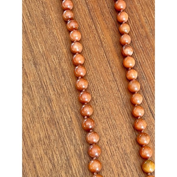 Jewelry - Goldstone Beaded Necklace 38" Long Round Polished Beads With Warm Brown Tones